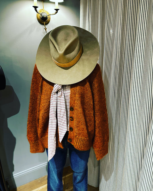 Hand-Knit Cardigan in Spice