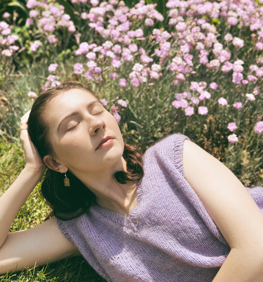 Hand Knit V Neck Sweater Vest in Provence