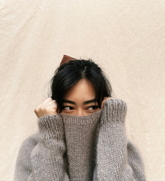 Handknit Crewneck Sweater in Pewter