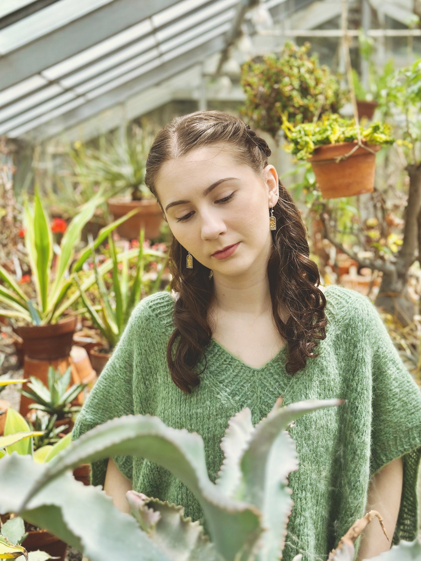 Hand Knit Poncho in Agave