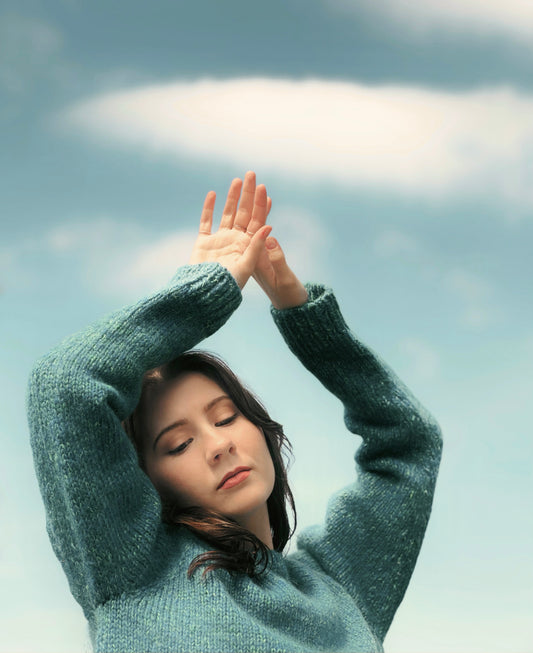 Hand Knit Crewneck Sweater in Amalfi