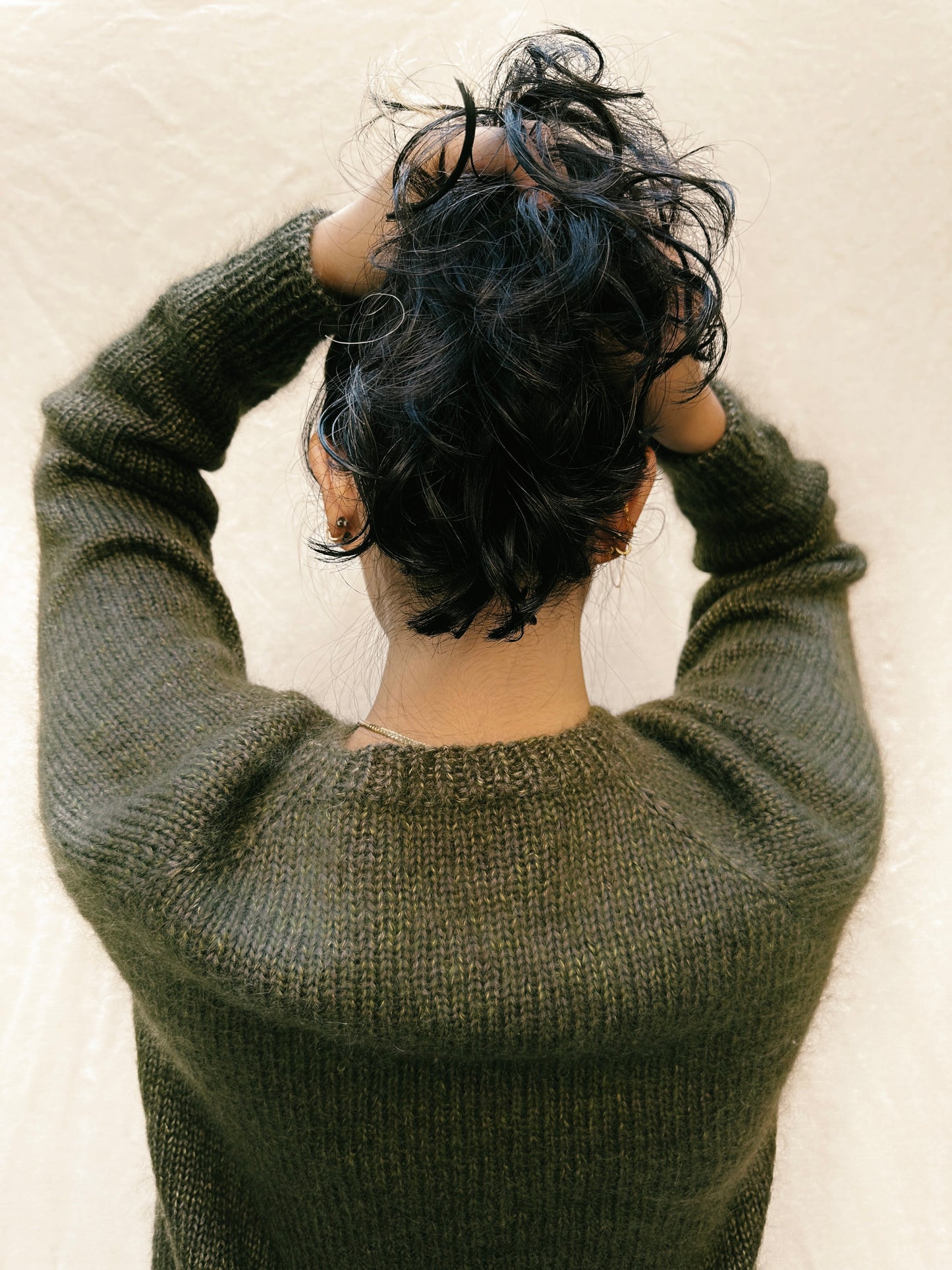 Handknit Crewneck Sweater in Ivy