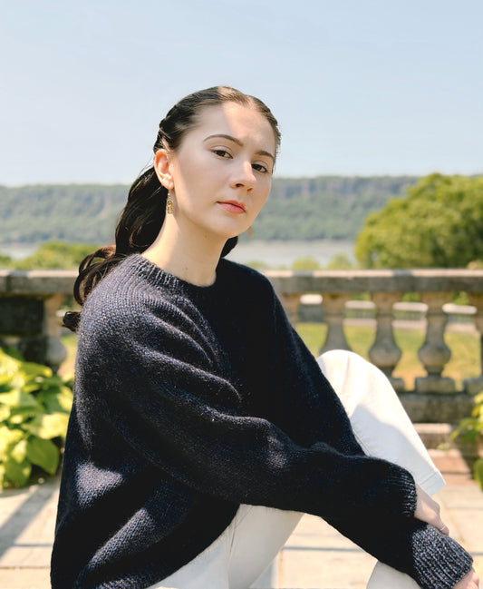 Hand Knit Crewneck Sweater in Portofino