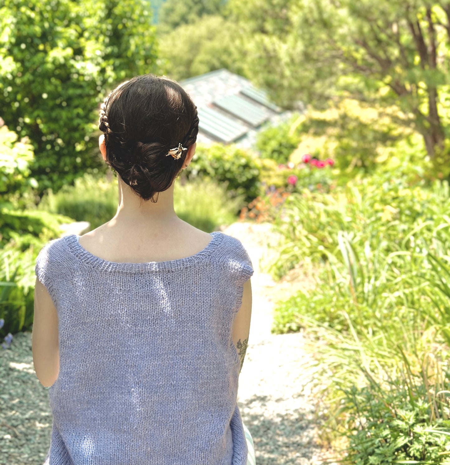 Hand Knit V Neck Sweater Vest in Provence