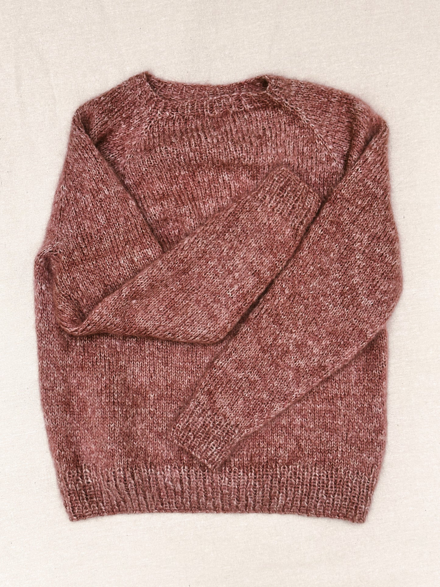 Handknit Crewneck Sweater in Rose Blush