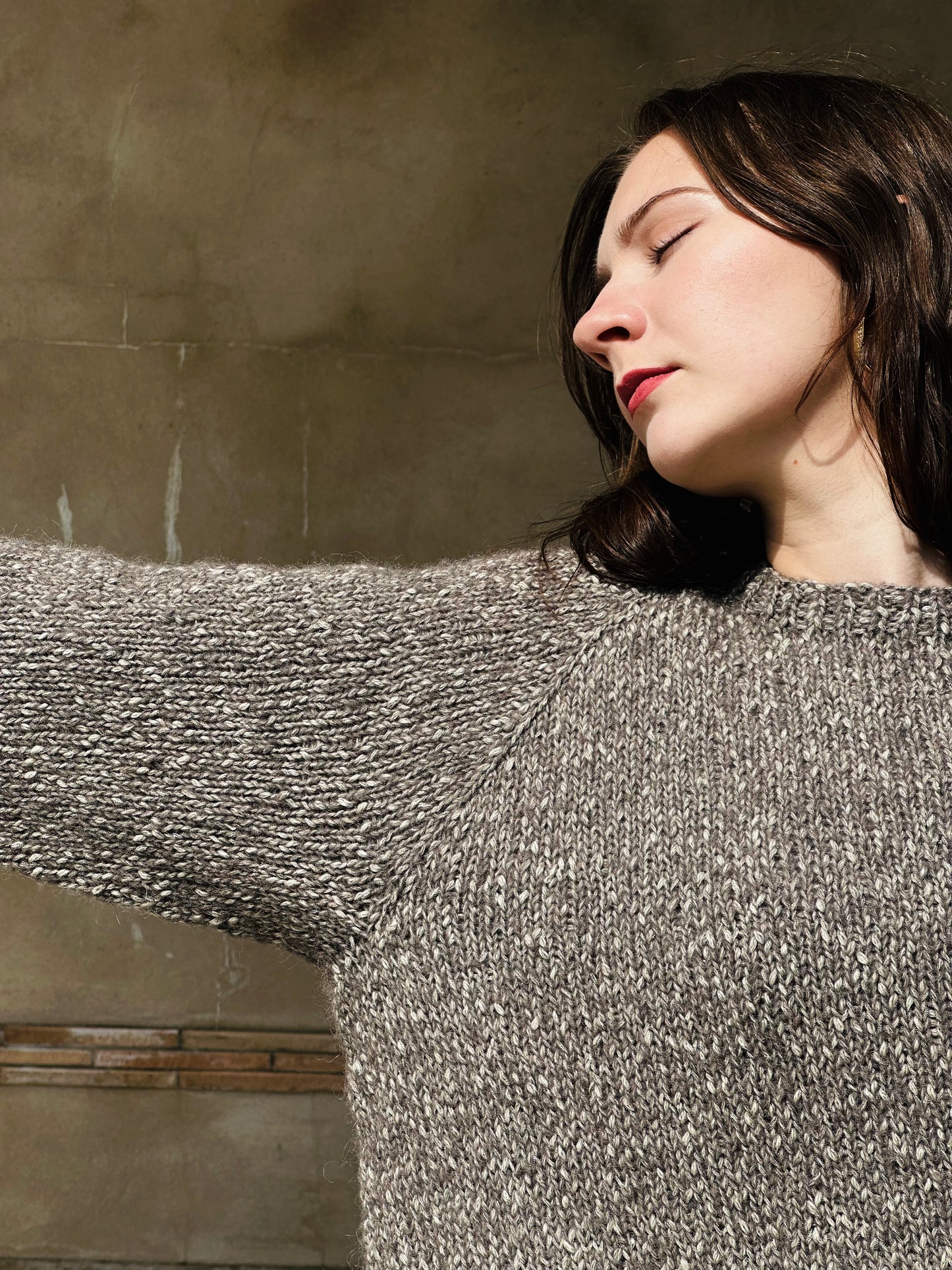 Hand Knit Crewneck Sweater in Dove Grey