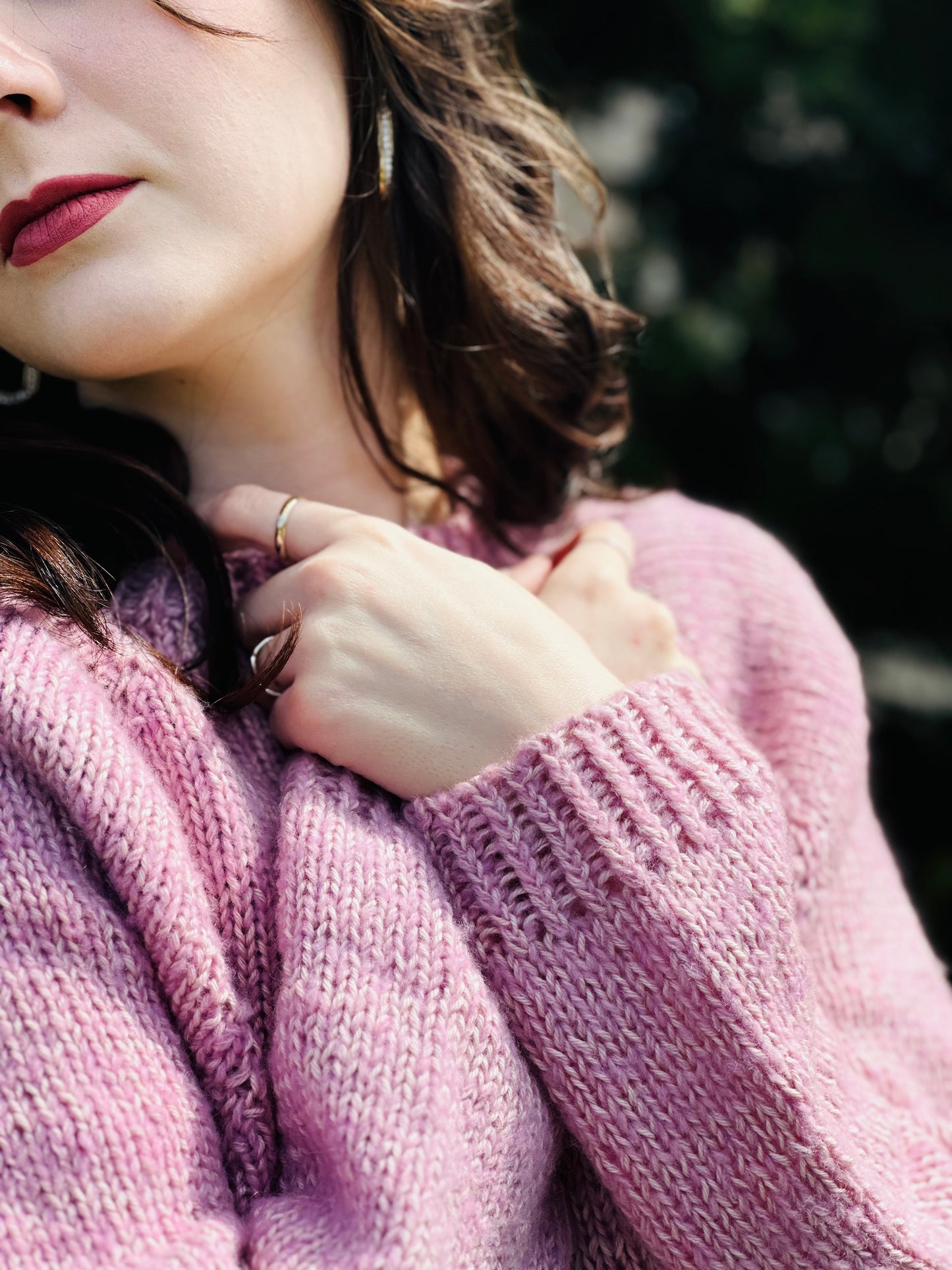 Hand Knit Crewneck Sweater in Sakura