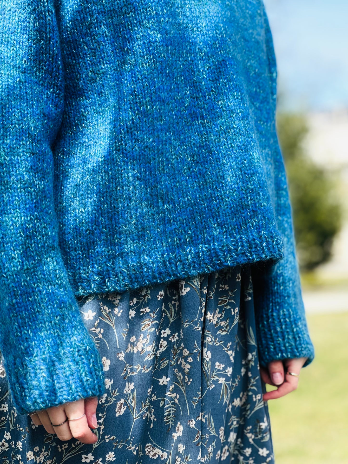 Hand Knit Crewneck Sweater in Amalfi