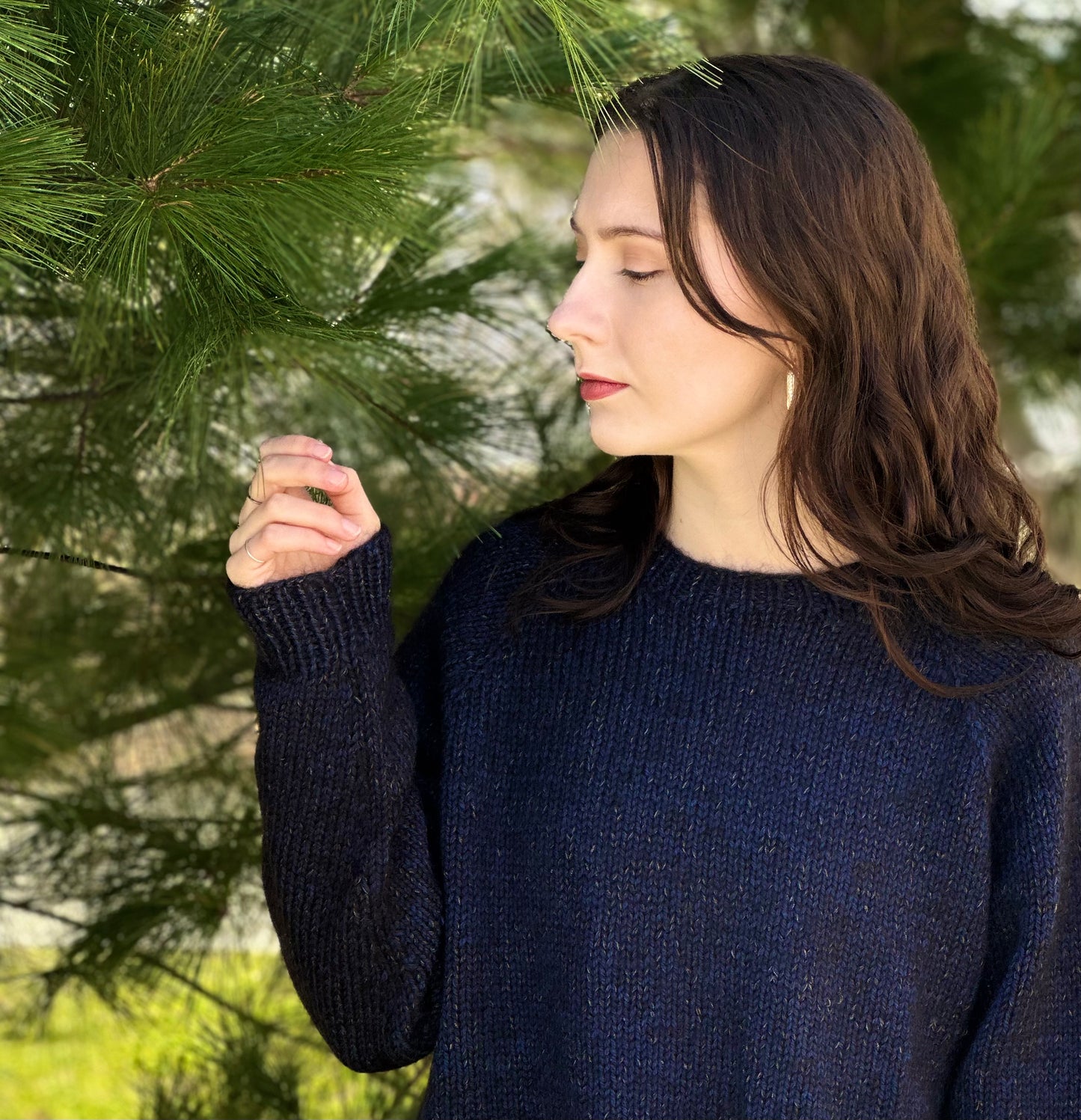 Hand Knit Crewneck Sweater in Portofino