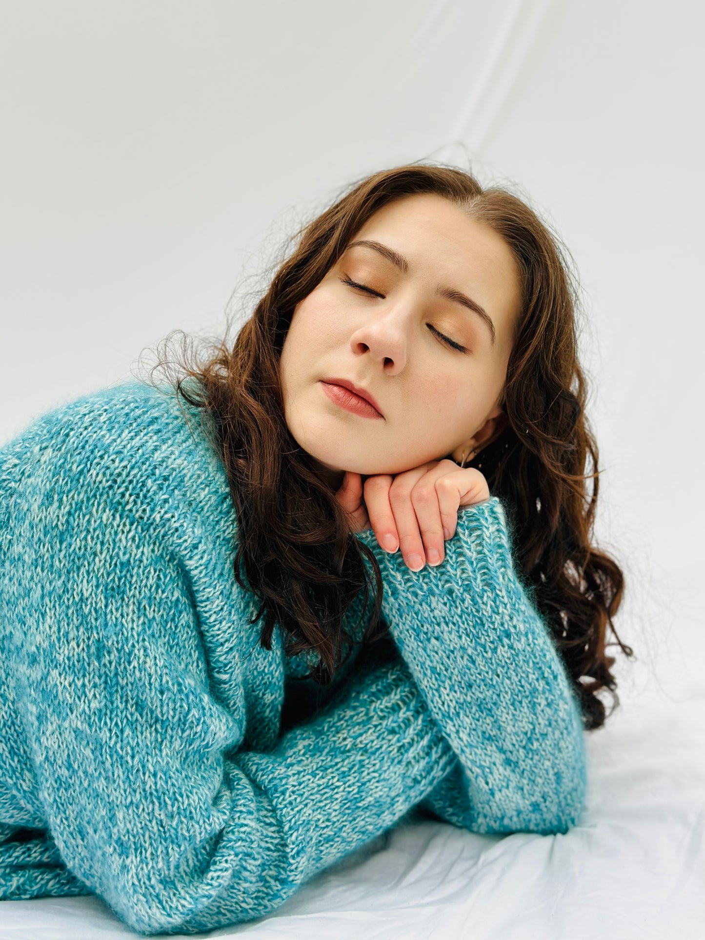 Hand Knit Sweatshirt in Capri