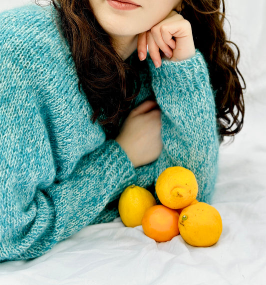 Hand Knit Sweatshirt in Capri