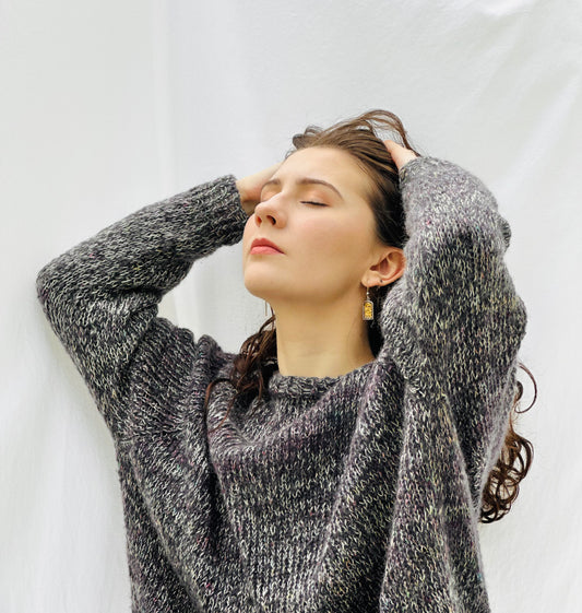 Hand Knit Crewneck Sweater in Granite