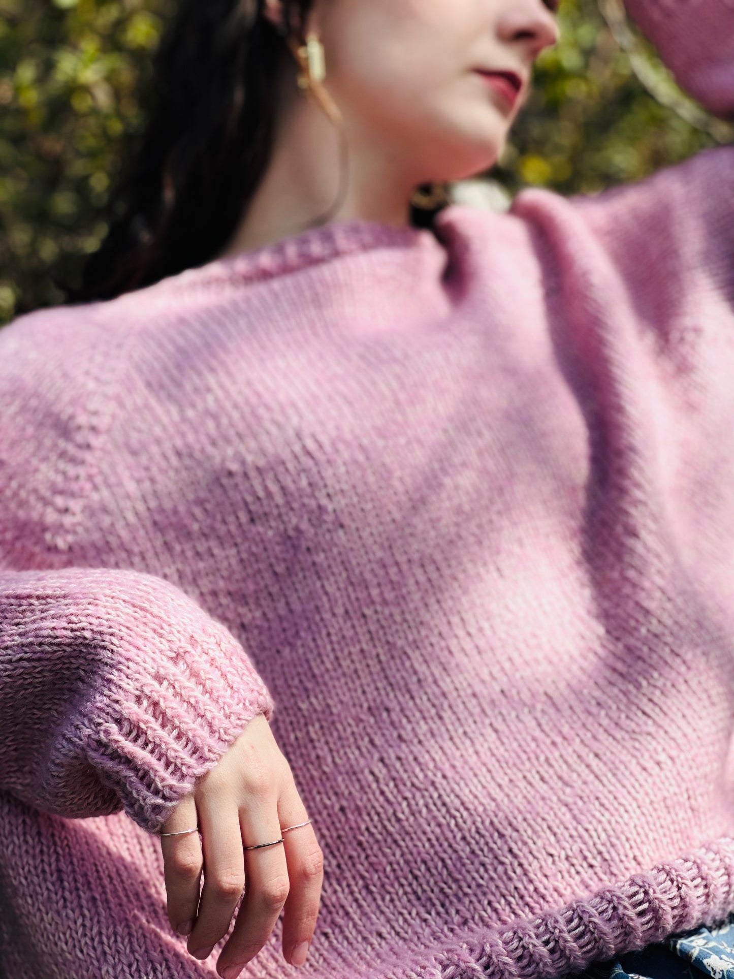Hand Knit Crewneck Sweater in Sakura