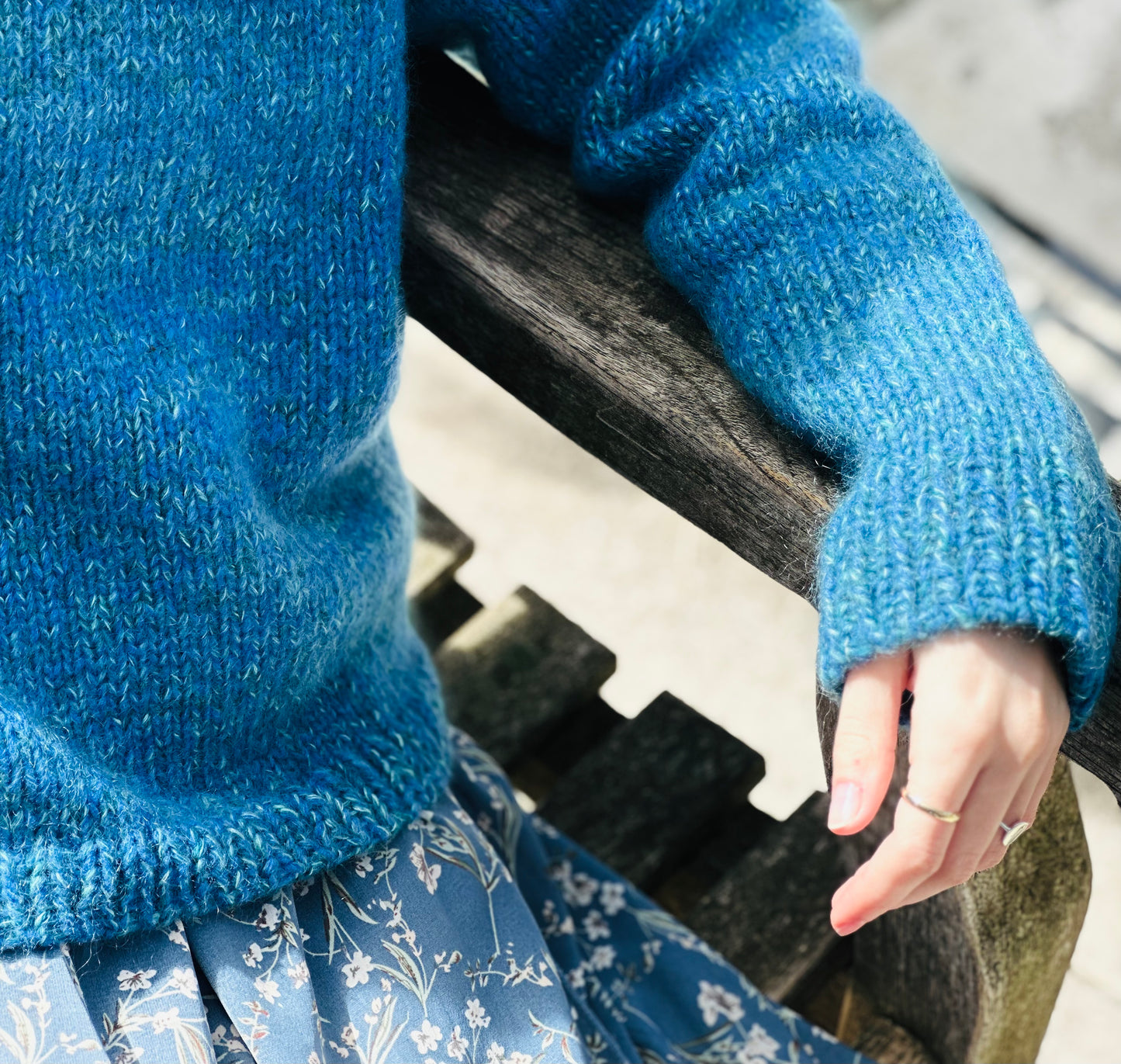 Hand Knit Crewneck Sweater in Amalfi